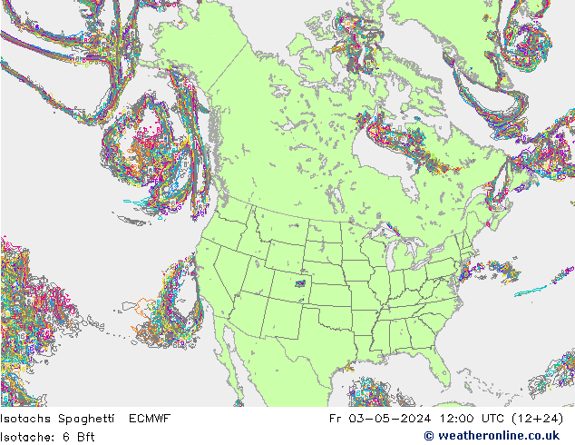 Isotachen Spaghetti ECMWF Fr 03.05.2024 12 UTC