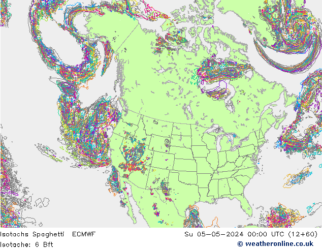 Isotachs Spaghetti ECMWF Su 05.05.2024 00 UTC