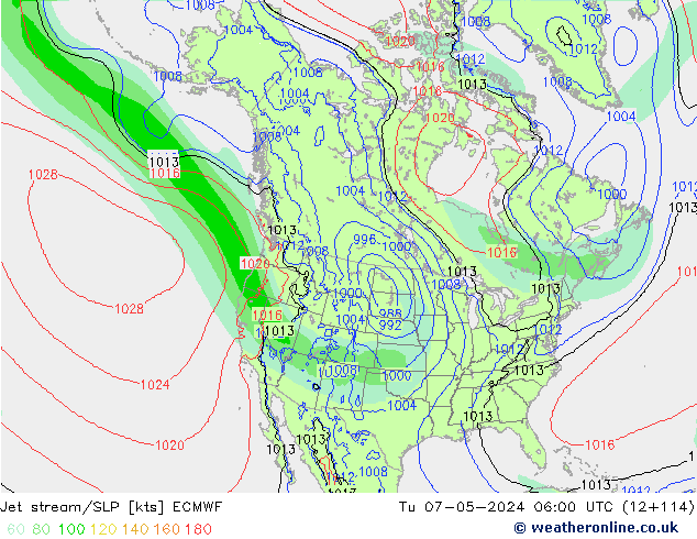 Jet stream/SLP ECMWF Tu 07.05.2024 06 UTC