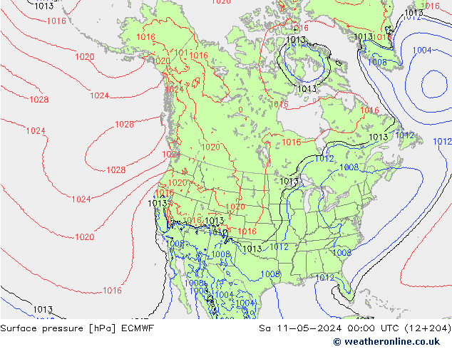 Presión superficial ECMWF sáb 11.05.2024 00 UTC