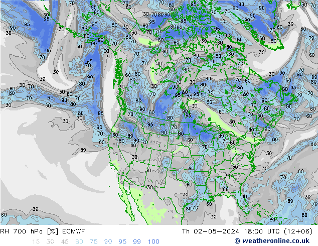 RH 700 hPa ECMWF Do 02.05.2024 18 UTC