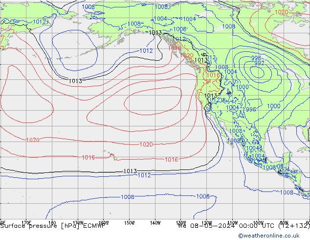 Surface pressure ECMWF We 08.05.2024 00 UTC
