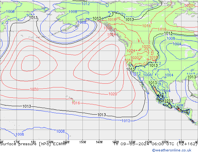 ciśnienie ECMWF czw. 09.05.2024 06 UTC