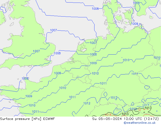 pressão do solo ECMWF Dom 05.05.2024 12 UTC