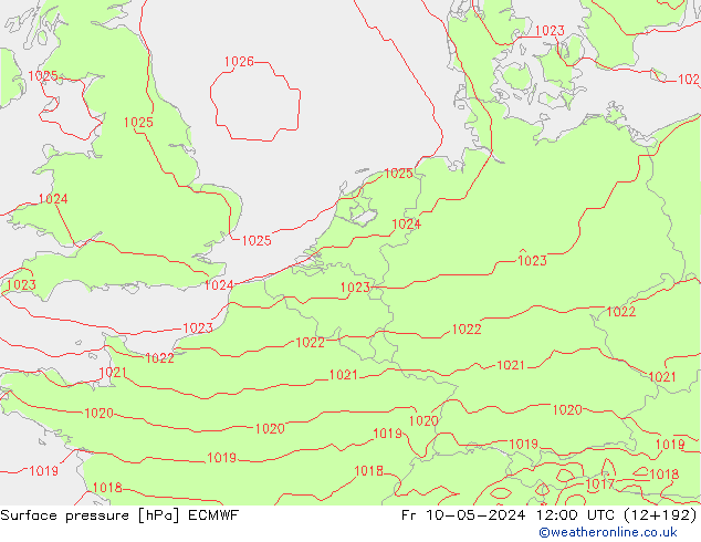Pressione al suolo ECMWF ven 10.05.2024 12 UTC