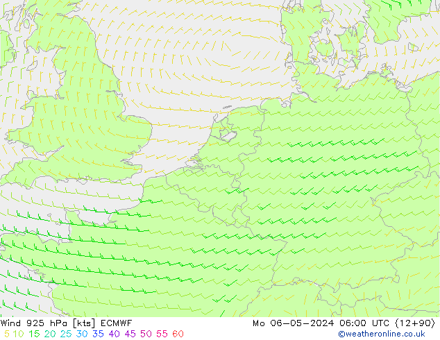 ветер 925 гПа ECMWF пн 06.05.2024 06 UTC