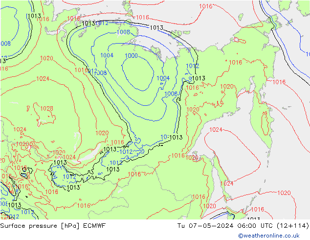 Yer basıncı ECMWF Sa 07.05.2024 06 UTC