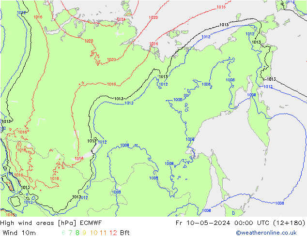 High wind areas ECMWF vie 10.05.2024 00 UTC