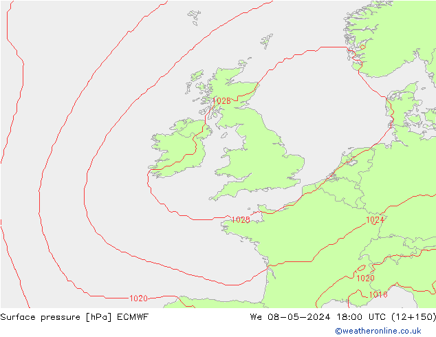 Luchtdruk (Grond) ECMWF wo 08.05.2024 18 UTC