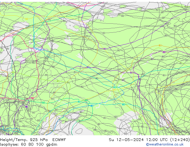 Height/Temp. 925 hPa ECMWF Su 12.05.2024 12 UTC