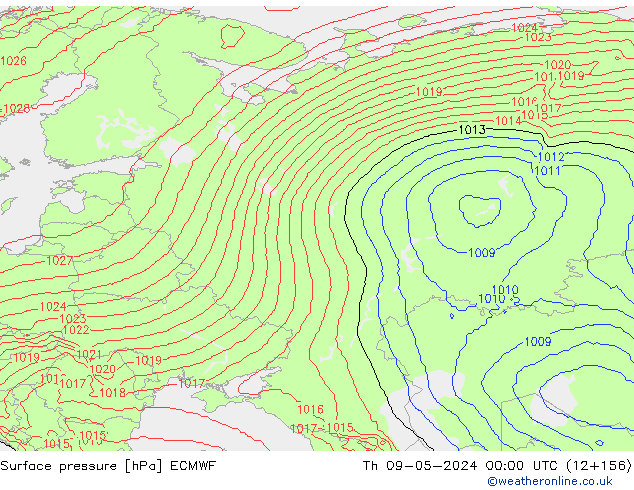 pressão do solo ECMWF Qui 09.05.2024 00 UTC