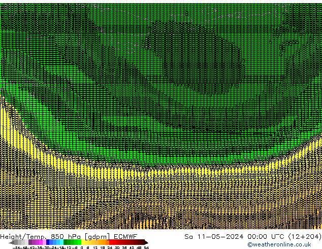 Height/Temp. 850 hPa ECMWF sab 11.05.2024 00 UTC