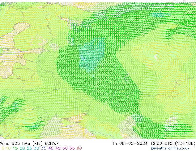 Wind 925 hPa ECMWF Th 09.05.2024 12 UTC