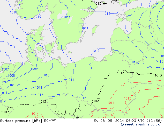 Presión superficial ECMWF dom 05.05.2024 06 UTC