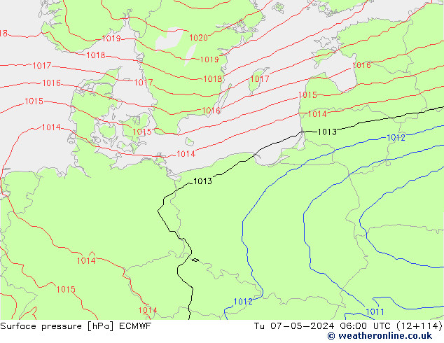 pressão do solo ECMWF Ter 07.05.2024 06 UTC