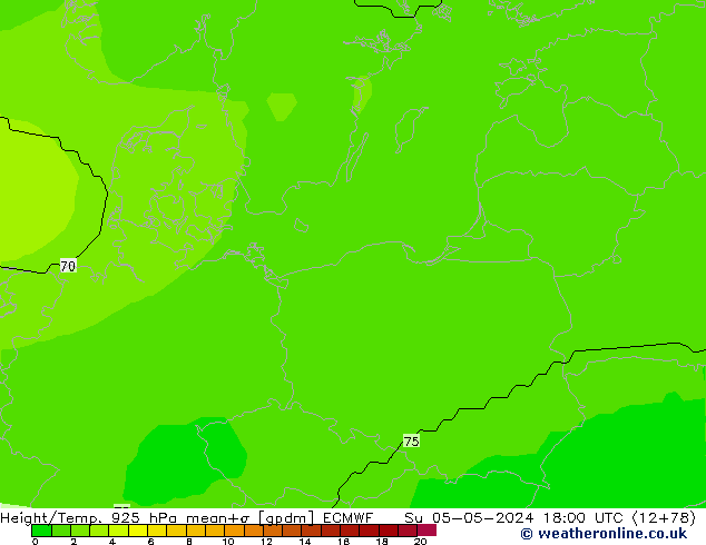 Height/Temp. 925 hPa ECMWF So 05.05.2024 18 UTC