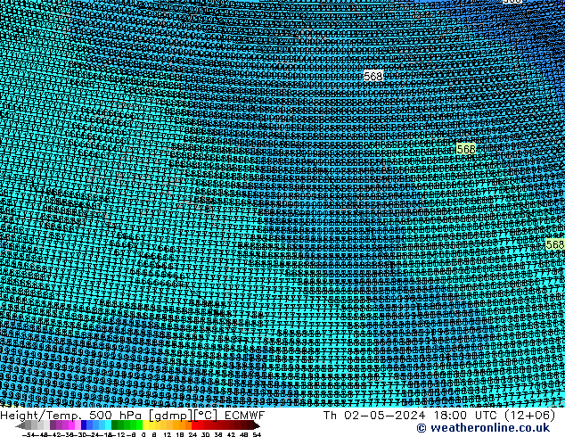 Height/Temp. 500 гПа ECMWF чт 02.05.2024 18 UTC