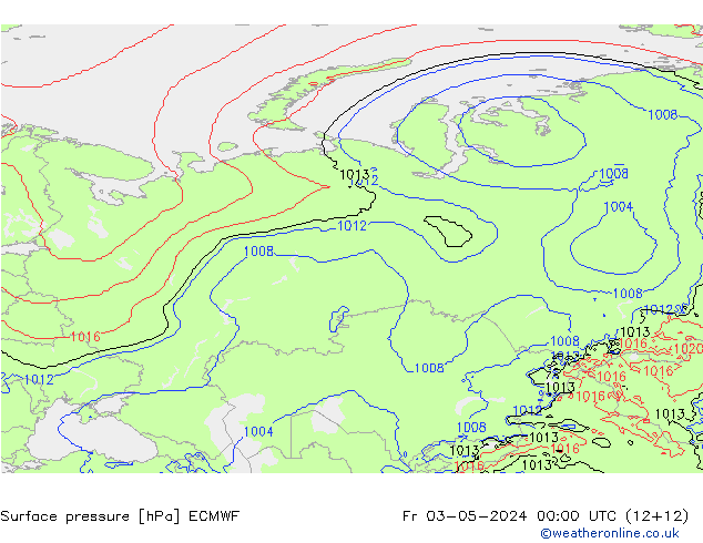 pressão do solo ECMWF Sex 03.05.2024 00 UTC