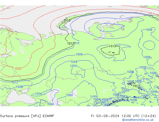 Yer basıncı ECMWF Cu 03.05.2024 12 UTC