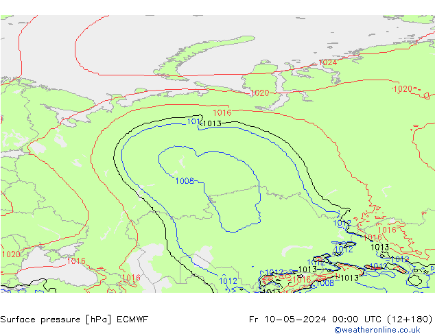 pressão do solo ECMWF Sex 10.05.2024 00 UTC