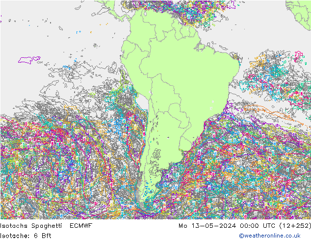 Eşrüzgar Hızları Spaghetti ECMWF Pzt 13.05.2024 00 UTC