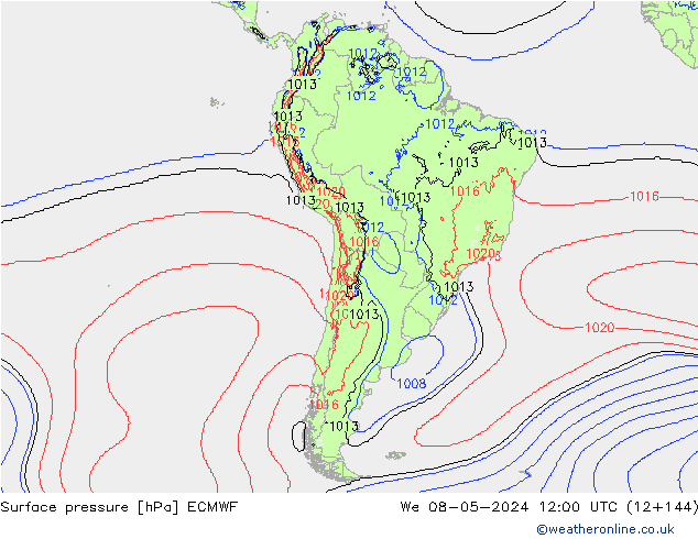 Surface pressure ECMWF We 08.05.2024 12 UTC