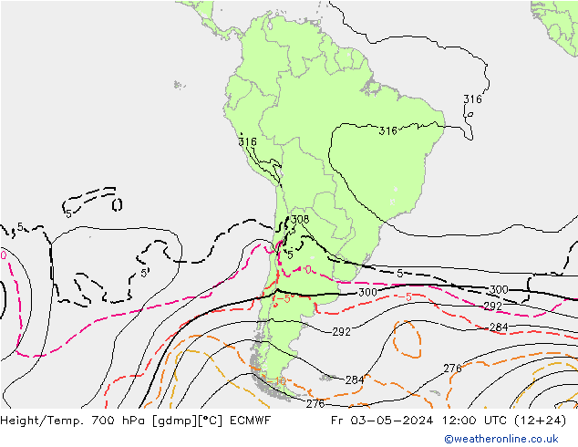 Yükseklik/Sıc. 700 hPa ECMWF Cu 03.05.2024 12 UTC