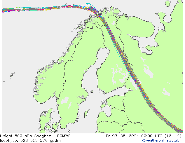 Height 500 hPa Spaghetti ECMWF Fr 03.05.2024 00 UTC