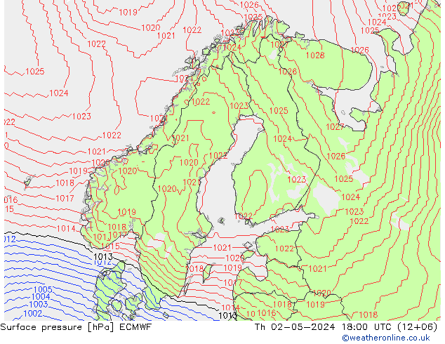 Luchtdruk (Grond) ECMWF do 02.05.2024 18 UTC