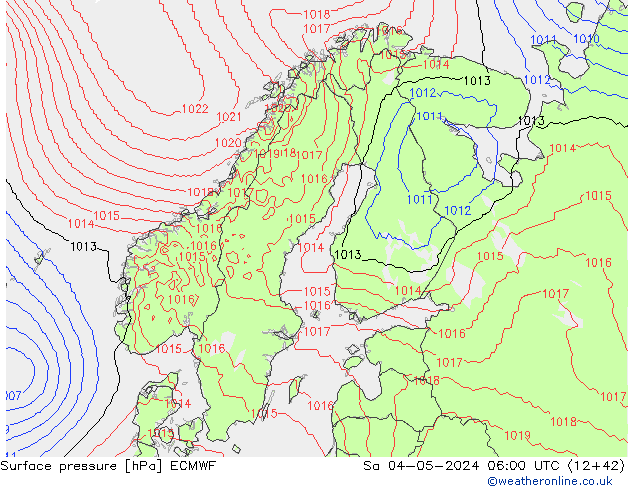 приземное давление ECMWF сб 04.05.2024 06 UTC