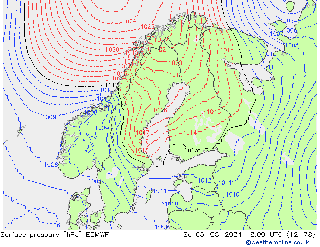 приземное давление ECMWF Вс 05.05.2024 18 UTC