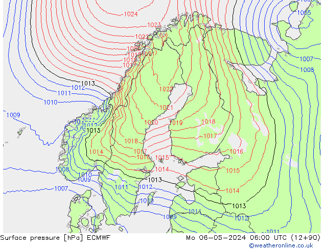 Surface pressure ECMWF Mo 06.05.2024 06 UTC