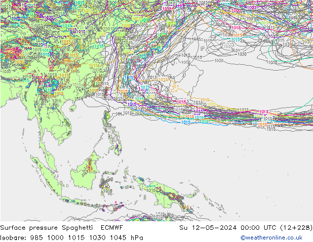 Yer basıncı Spaghetti ECMWF Paz 12.05.2024 00 UTC