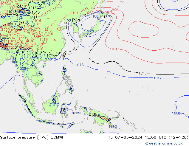 Pressione al suolo ECMWF mar 07.05.2024 12 UTC