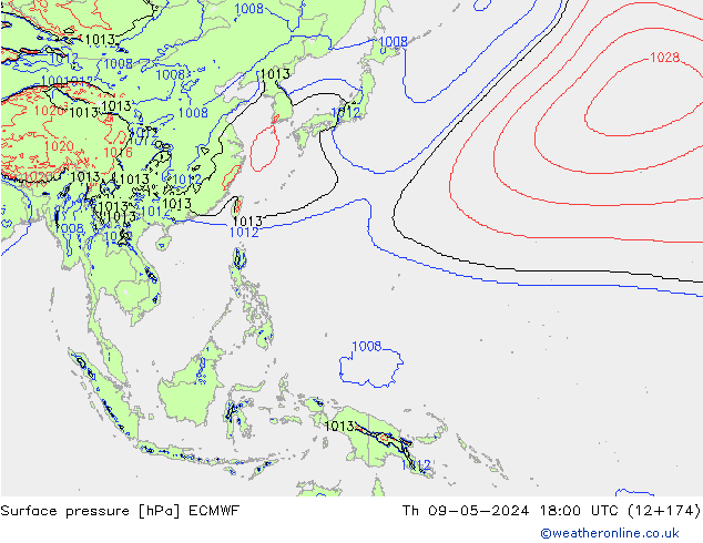 Luchtdruk (Grond) ECMWF do 09.05.2024 18 UTC