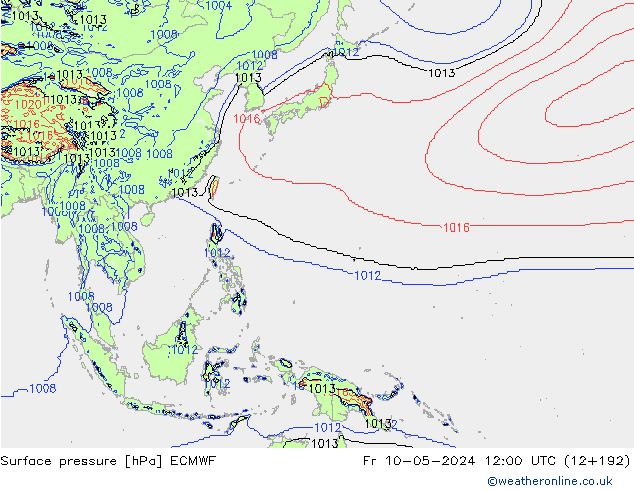 Surface pressure ECMWF Fr 10.05.2024 12 UTC