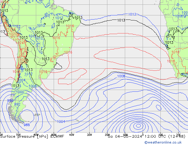 Atmosférický tlak ECMWF So 04.05.2024 12 UTC