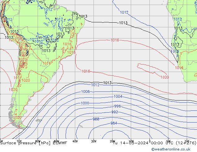 Bodendruck ECMWF Di 14.05.2024 00 UTC