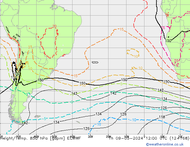 Height/Temp. 850 hPa ECMWF gio 09.05.2024 12 UTC