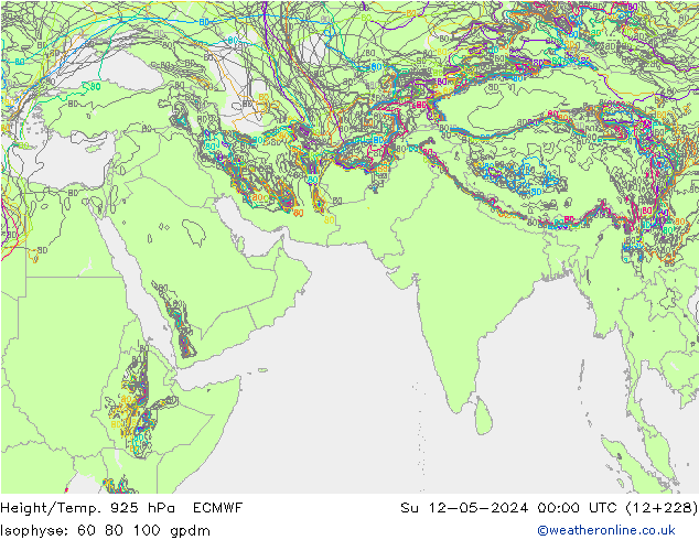 Height/Temp. 925 гПа ECMWF Вс 12.05.2024 00 UTC