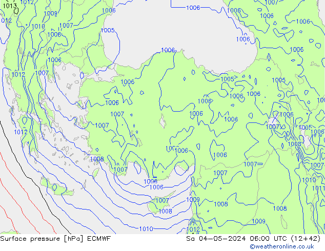 ciśnienie ECMWF so. 04.05.2024 06 UTC