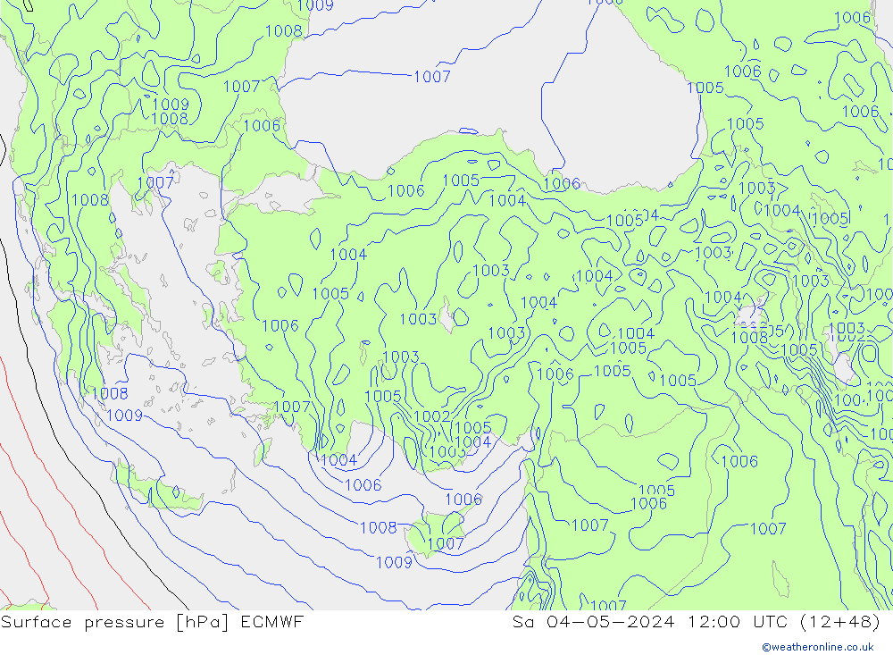 Surface pressure ECMWF Sa 04.05.2024 12 UTC