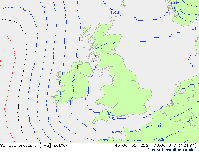 Atmosférický tlak ECMWF Po 06.05.2024 00 UTC