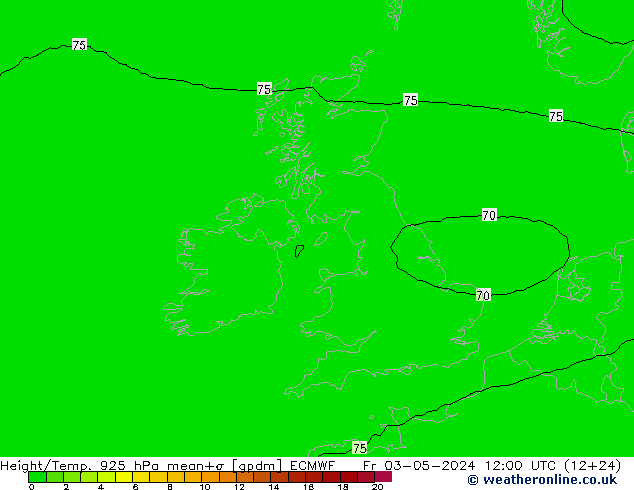 Yükseklik/Sıc. 925 hPa ECMWF Cu 03.05.2024 12 UTC