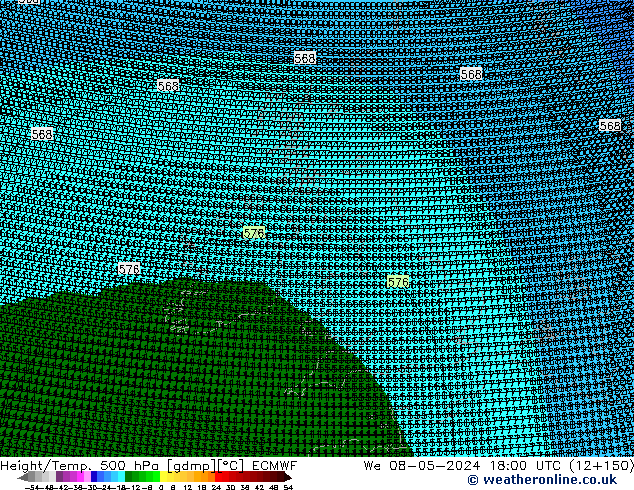 Geop./Temp. 500 hPa ECMWF mié 08.05.2024 18 UTC