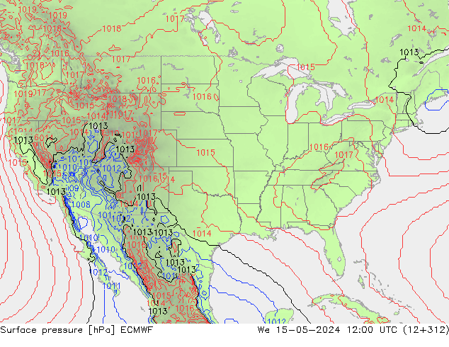 Surface pressure ECMWF We 15.05.2024 12 UTC