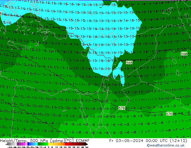 Height/Temp. 500 hPa ECMWF ven 03.05.2024 00 UTC