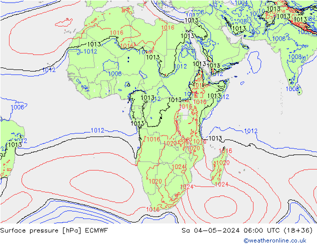 приземное давление ECMWF сб 04.05.2024 06 UTC
