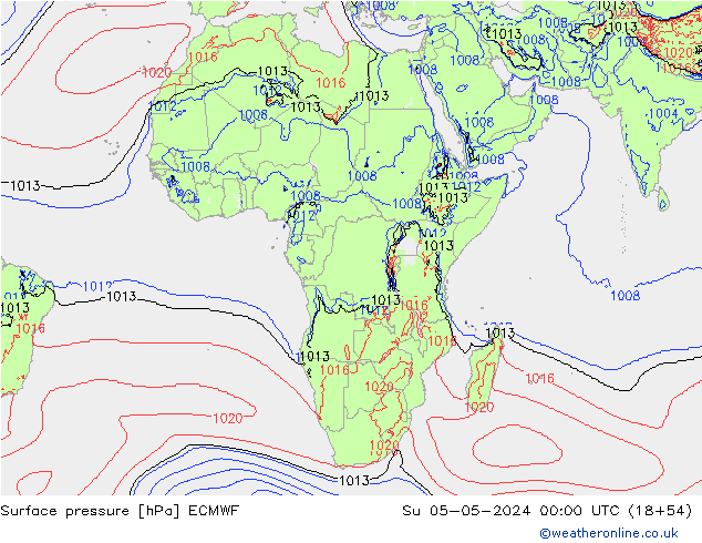 pressão do solo ECMWF Dom 05.05.2024 00 UTC