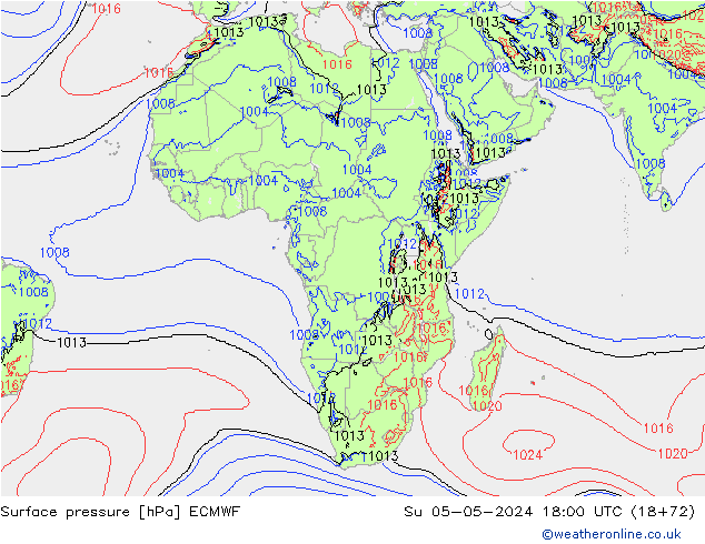 Presión superficial ECMWF dom 05.05.2024 18 UTC